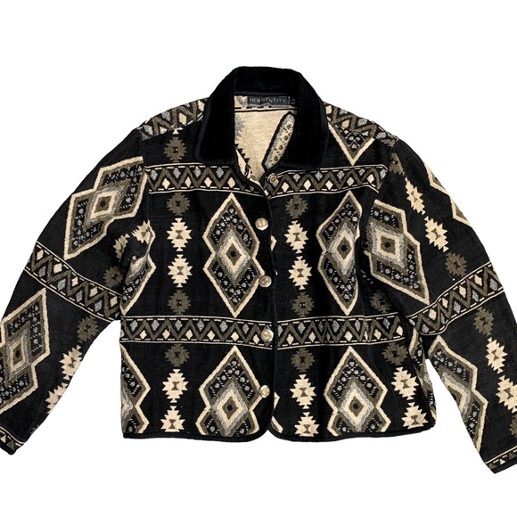 Southwestern Canyon Blanket Tapestry Jacket Boho Vintage Size Large - Picture 10 of 12